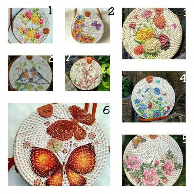 Tas anyaman rotan bulat/Tas Ata Bali murah