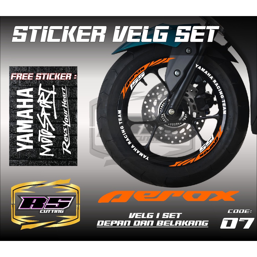 Cutting Sticker Velg AEROX- Aksesoris Motor Stiker Lis Velg  YAMAHA AEROX Skotlet Sticker Lis PELEK 