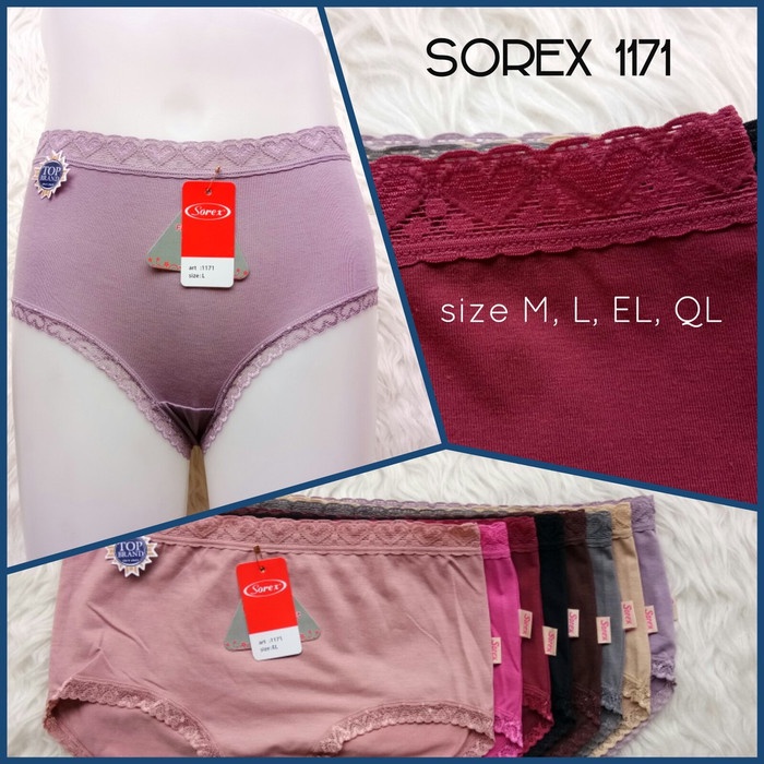 PROMO Isi 3 Pcs Celana Dalam Renda Wanita Sorex Super Soft Original Termurah (Standar dan Big Size) Art 1171 / Daleman Wanita Branded Segitiga Motif Polos / Panty Bikini Motif Renda / Pakaian DalamSantai Perempuan / Bisa bayar ditempat