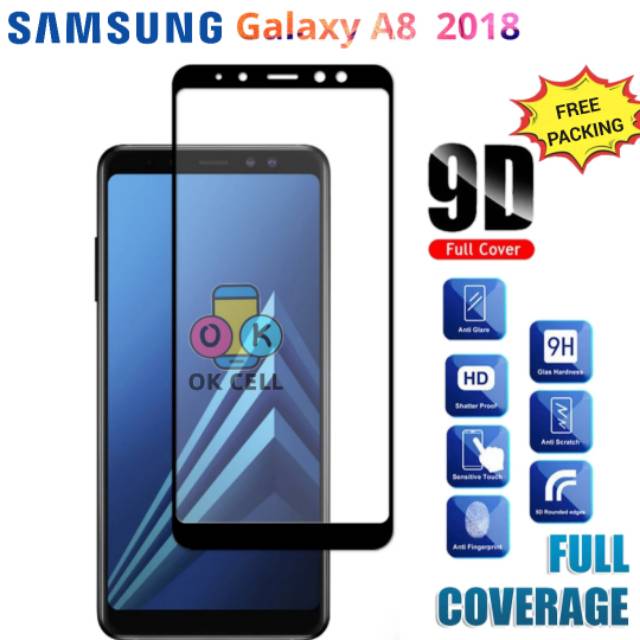 TG Anti Gores Kaca Samsung Galaxy A8 2018 Tempered Glass Ful Pinggir Screen Protector Premium