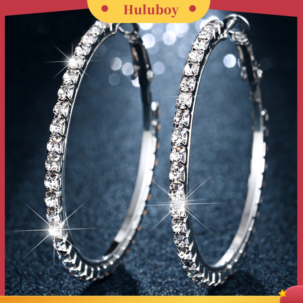 Hu Hu Hu Hu Hu Alat Bantu Pasang Kacamata♡ Anting Bulat Besar Hias Berlian Imitasi Untuk Wanita