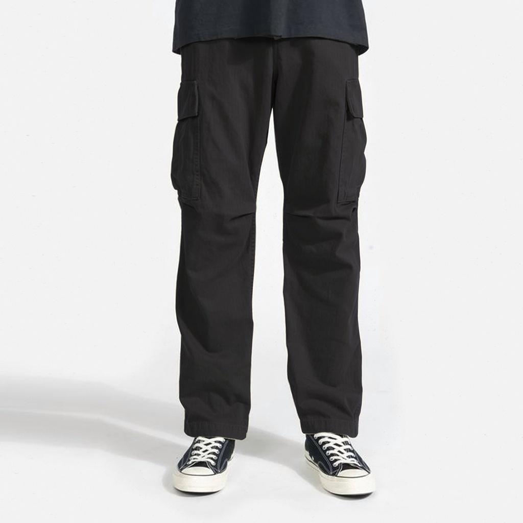 DRITTORONZIO Long Pants Cargo - Celana Cargo Panjang Unisex - Hitam
