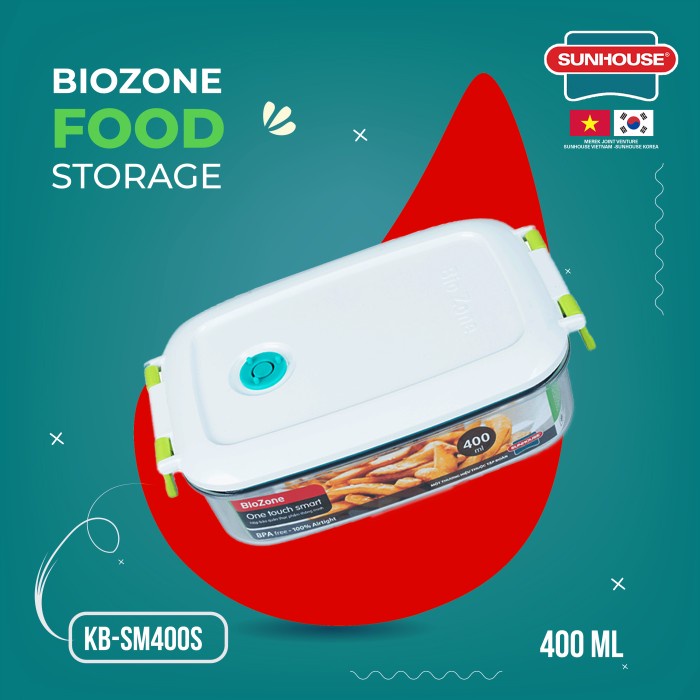 Sunhouse (KB-SM400S) Kotak Penyimpan Makanan 400ml Biozone 1 Pcs