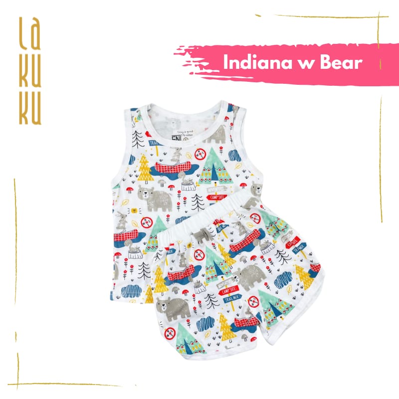 Lakuku - LK Sleeveless Set Setelan Baju Kutung Singlet Celana Anak Cozy is Good