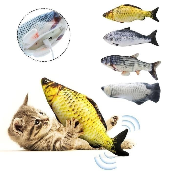 BISA COD Mainan ikan goyang tiktok mainan simulasi ikan loncat elektrik Lucu / Fish Simulation Mainan Ikan Goyang Loncat Bergerak Elektrik Simulasi/ mainan kucing bentuk ikan dan catnip mainan boneka tahan gigitan mainan kucing