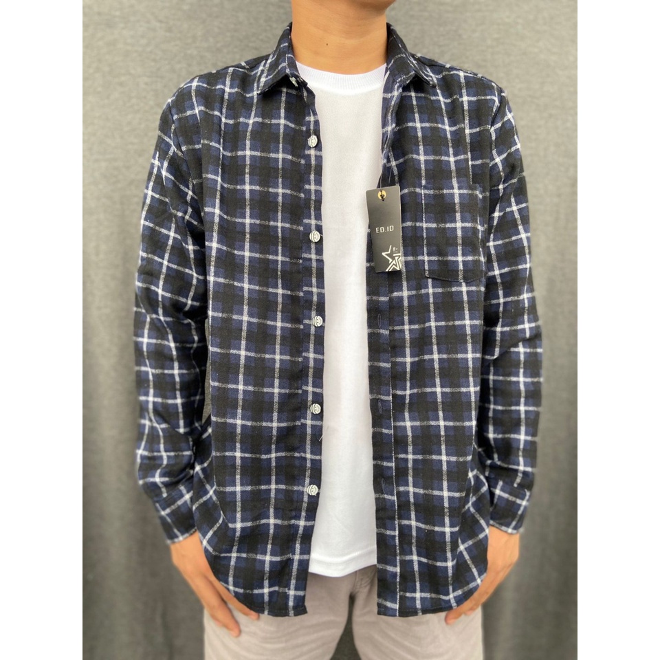 Mokokomo Kemeja Flanel Kemeja Casual Unisex Kemeja Lengan Panjang Unisex