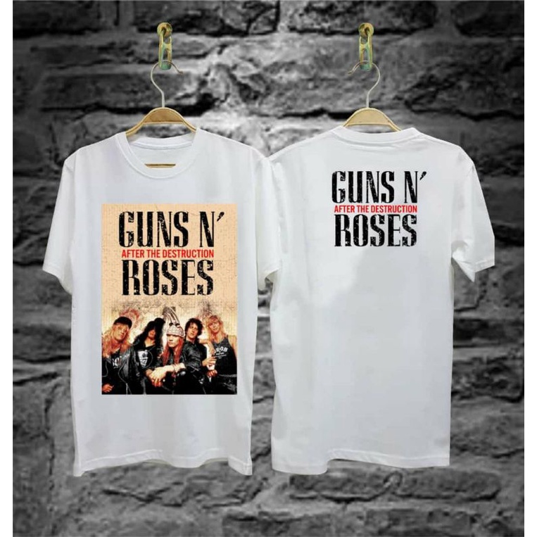 T-SHIRT BAJU KAOS DISTRO PRIA GUNS N' ROSES PUTIH HITAM