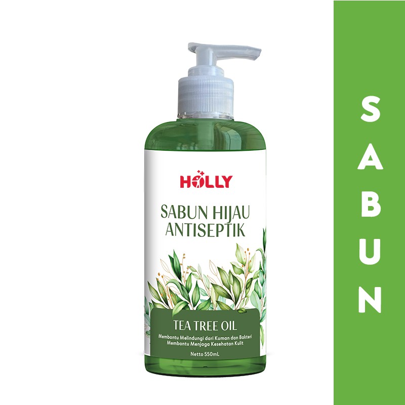 Holly Sabun Hijau Cair Tea Tree Antiseptik 550ml Antiseptik Anti Bakteri dan Jamur