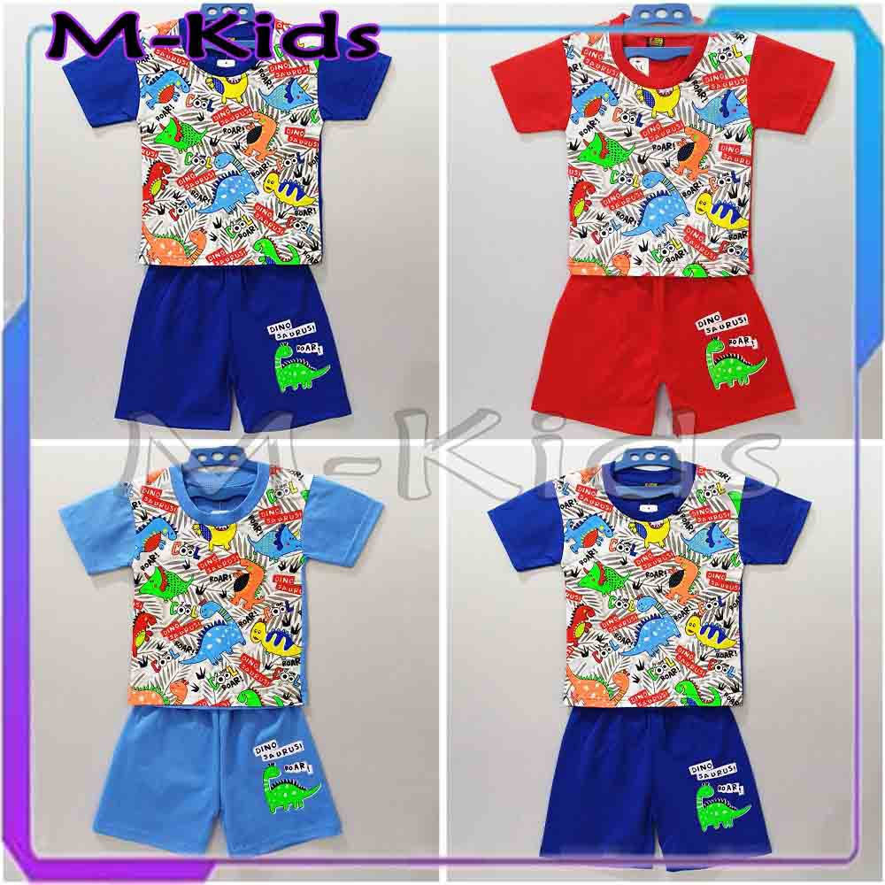 MKids88 - Baju Setelan KAOS Anak Gambar Dinosaurus / Dino