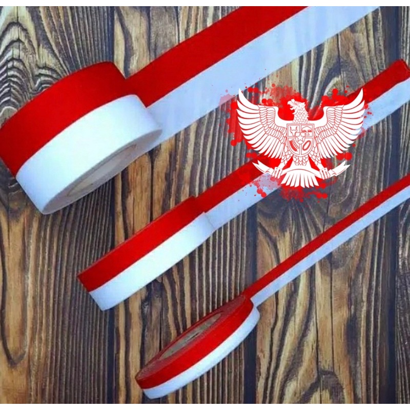 ( Rol 20 Yard ) PITA MERAH PUTIH - 1/2 INCH / 0.5IN / 2,5CM 11/2IN 4CM I LOVE INDONESIA / HIASAN KADO / DEKORASI PERAYAAN 17 AGUSTUS DIRGAHAYU KEMERDEKAAN HUT RI - INDEPENDENCE DAY