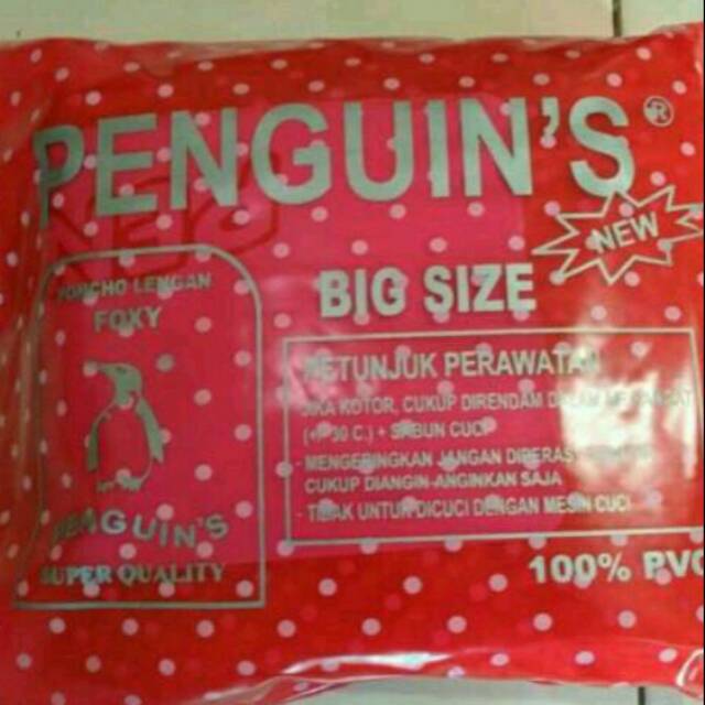 Jas hujan Pinguin polkadot kelelawar