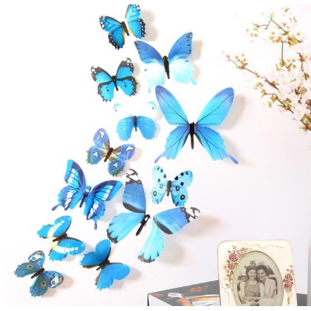 839 STIKER DINDING 3D MOTIF KUPU-KUPU 3D WALL STIKER 12 BUTTERFLY PVC