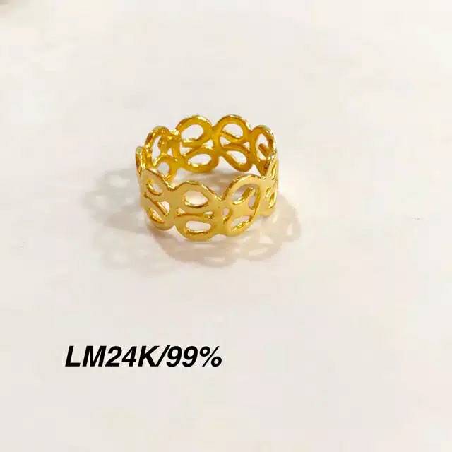 Cincin Model emas asli 24K. Kadar 999,9%