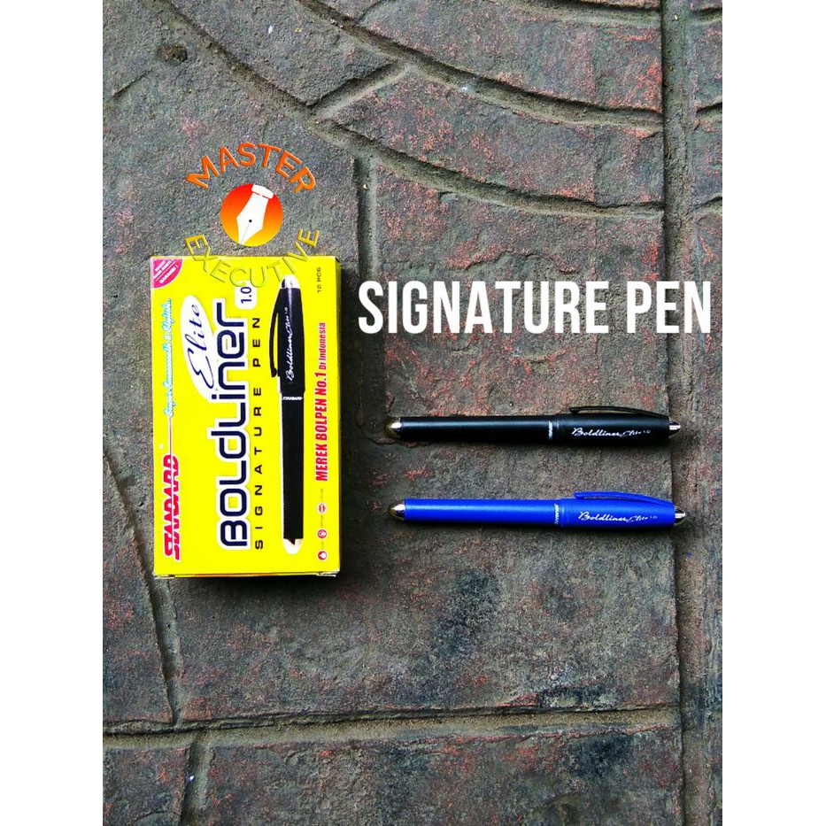 [Buah] Standard BoldLiner Elite 1.0 Pulpen Tanda Tangan Hitam Biru