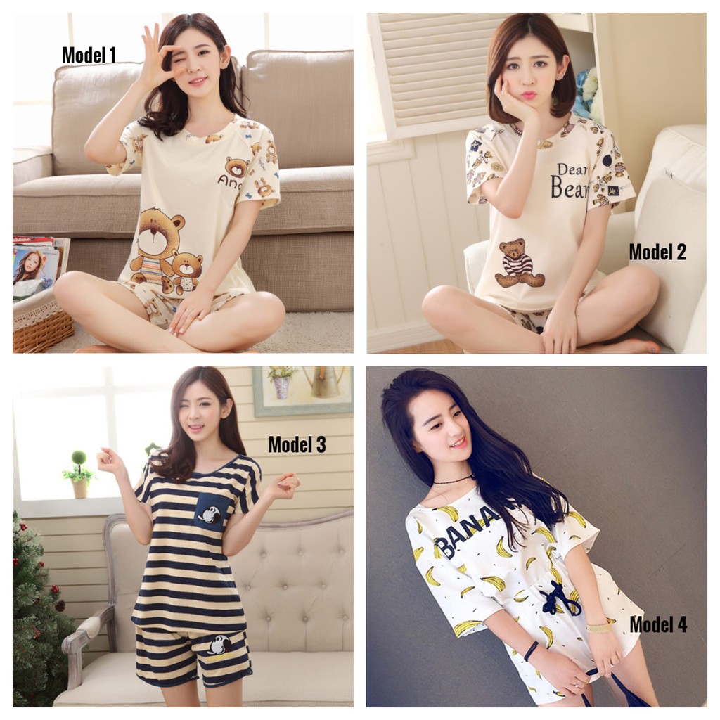 [ OBRAL / SALE  / TERMURAH ]Baju fashion tidur piyama wanita cewek bahan import murah BTB001-3