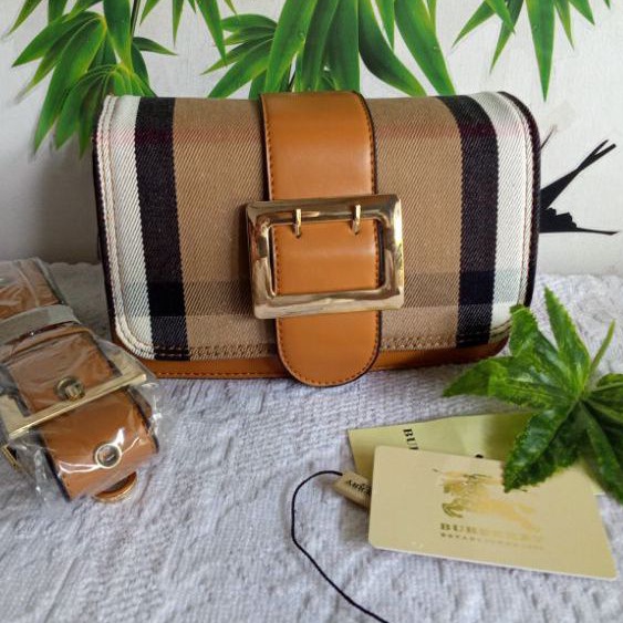 Tas wanita slempang import Burberry/coklat tan