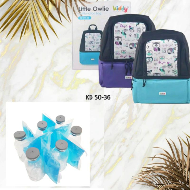 Kiddy Little Owlie Multifunction Bag / diaper dan cooler bag -5036 / PAKET BOTOL DAN ICE GEL S1