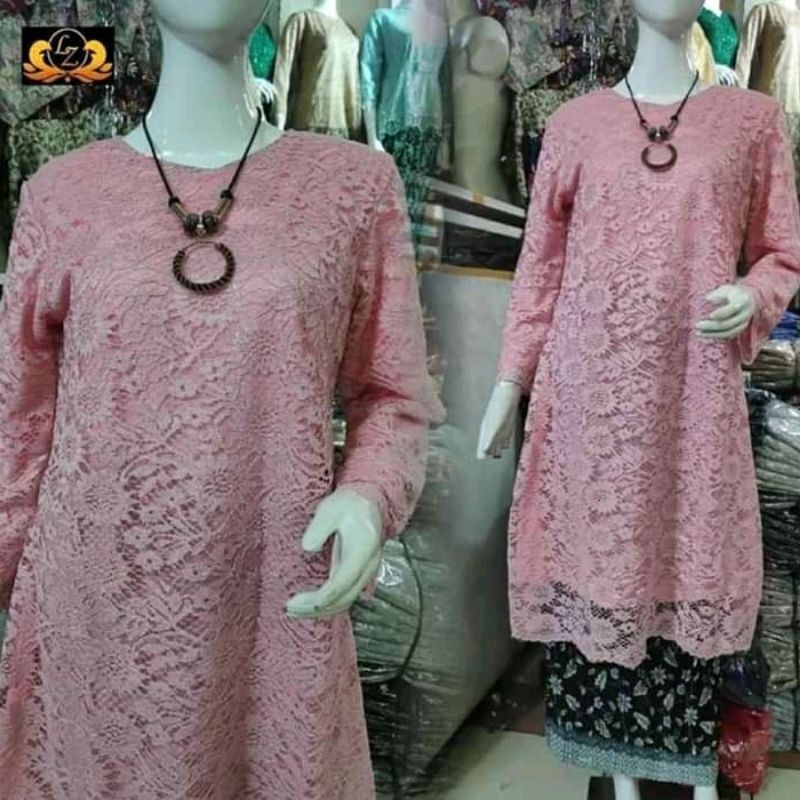 SPESIAL - SETELAN KEBAYA TUNIK ELEENA BROKAT / TUNIK BROKAT KURUNG / LAVENDER / MOCCA