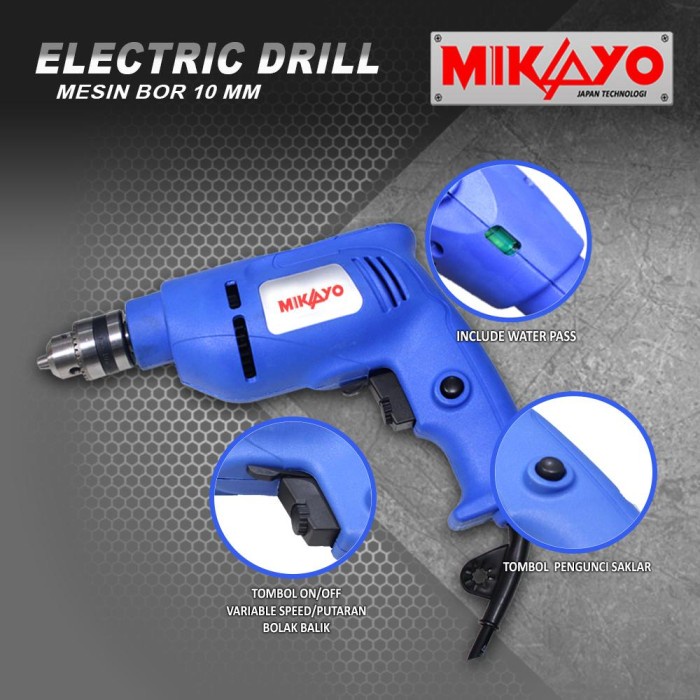 BIG SALE!! MESIN BOR LISTRIK Besi Kayu Drill 10 MM MIKAYO Tools Electric 2 arah Bolak Balik modern maktec besi kayu ga bisa tembok low Watt terendah Bolak Balik Murah, berkualitas dan terlaris 10 mm