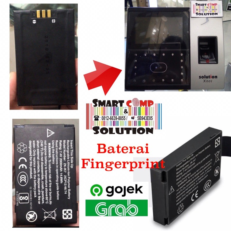 Baterai Fingerprint Solution X601 Baterai Mesin Absensi Lithium Battery Zk-Ik7