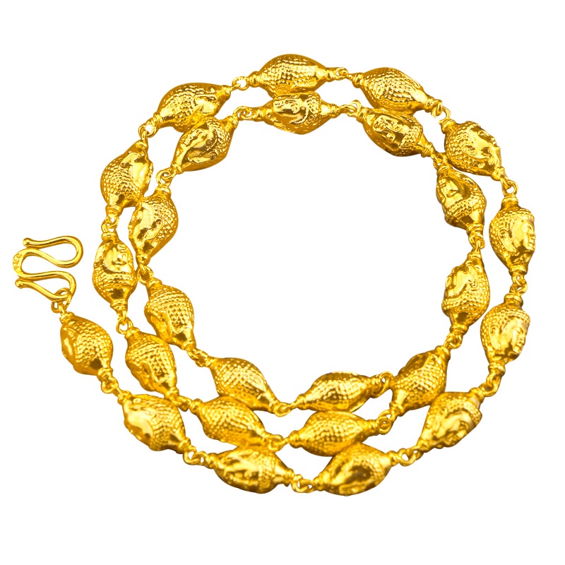 Kalung Emas Solid Emas Asli Kadar 375Desain Kepala Buddha Gaya Vintage Korea Ukuran 10mm Untuk Pria