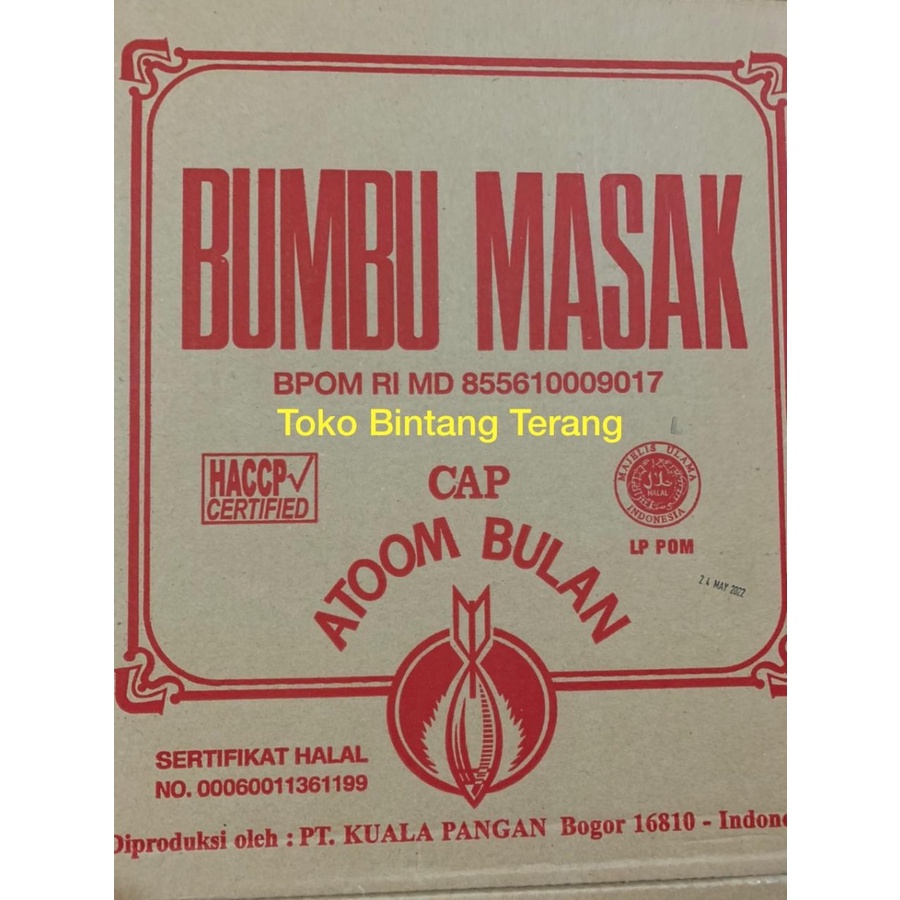 

Bumbu Masak Cap Atom Atoom Bulan 1 Dus/Karton 50 x 20 sachet/ 1000 pcs