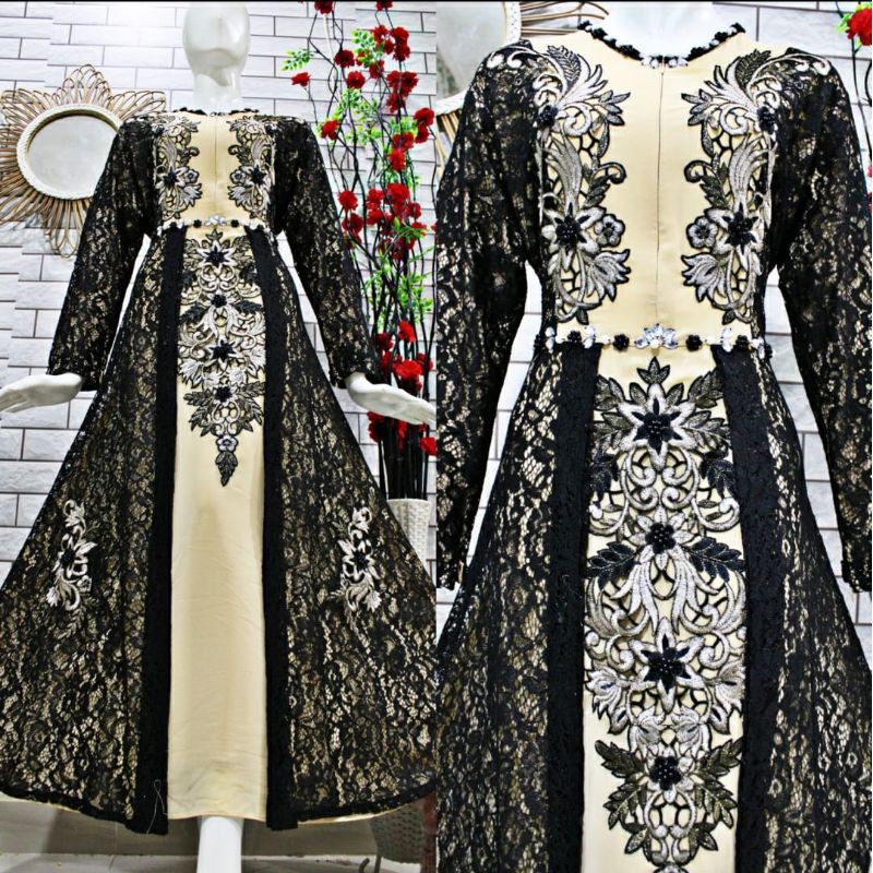 gamis brokat bordir terbaru/ gamis sultan/ gamis kondangan / big fiki