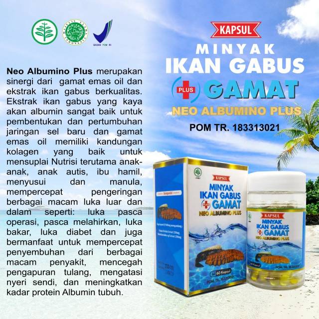 NEO ALBUMINO Plus Suplemen Kesehatan Minyak Ikan Gabus Fish Oil isi 60kps - Minyak Ikan Salmon isi 30kps