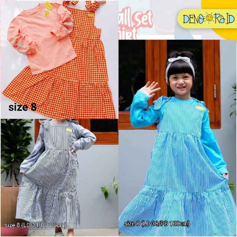OVERALL ANAK CEWE DENOORA Set Dress Overall Tshirt Denora