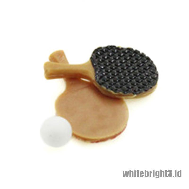 (white3) Miniatur ping pong paddle diy Skala 1: 12 Untuk Dekorasi Rumah Boneka