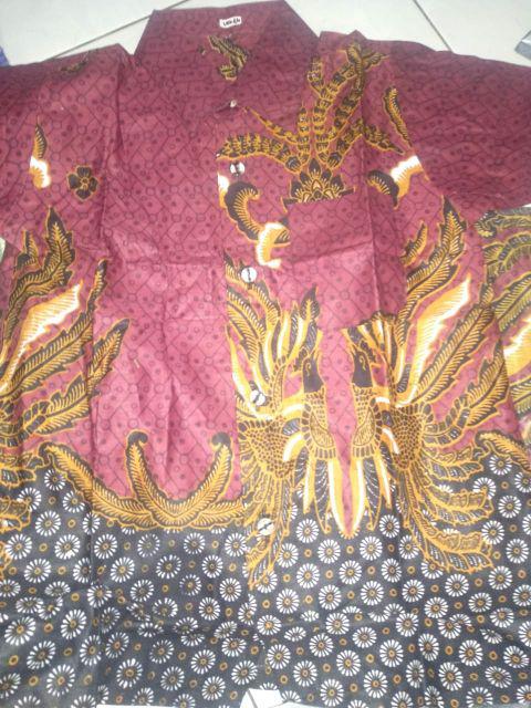 Batik Ayah Anak Merah Maroon/baju Batik Anak Cowok