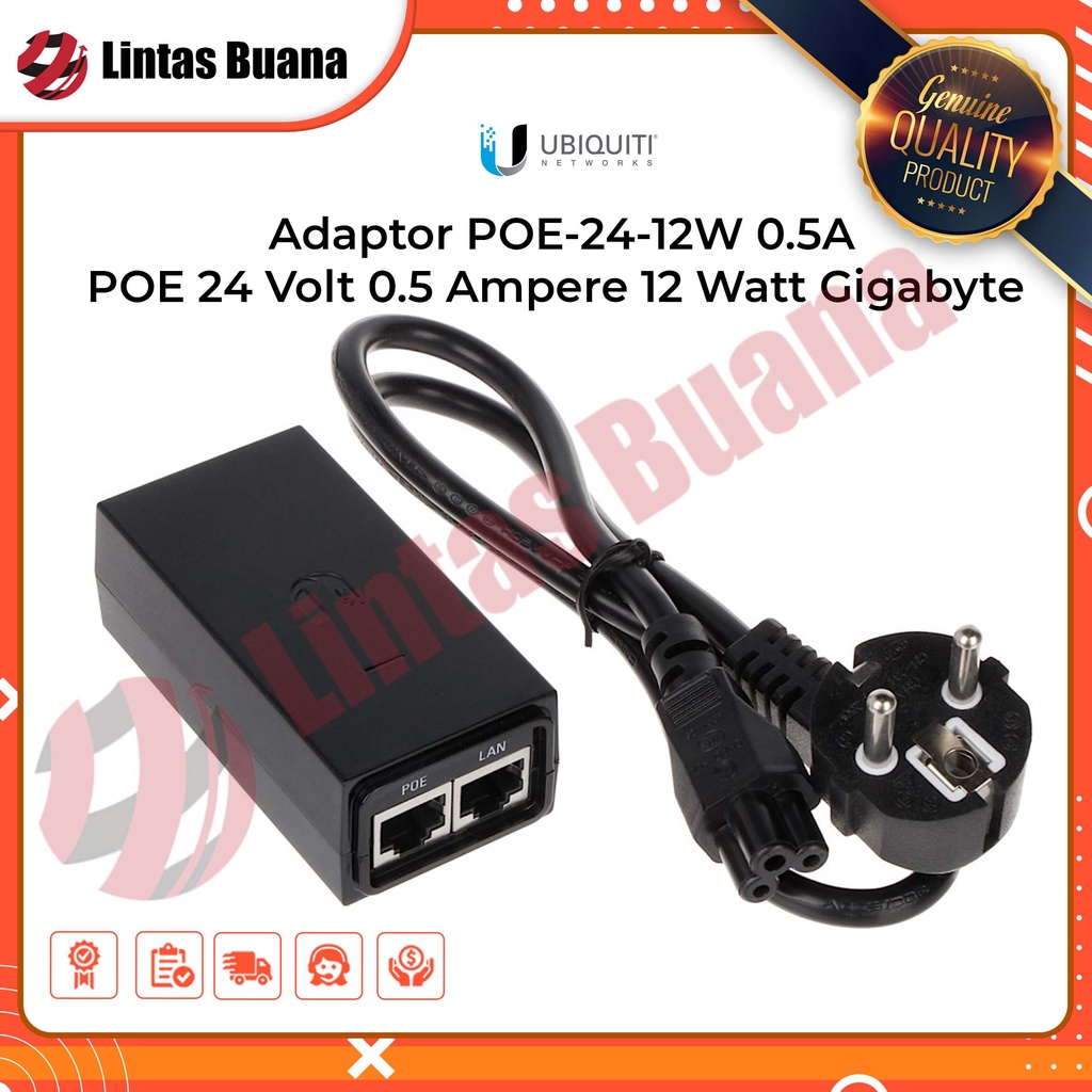 Adaptor UBNT Intergrated POE 24 Volt 0.5 Ampere 12 Watt Gigabyte / POE-24-12W-G