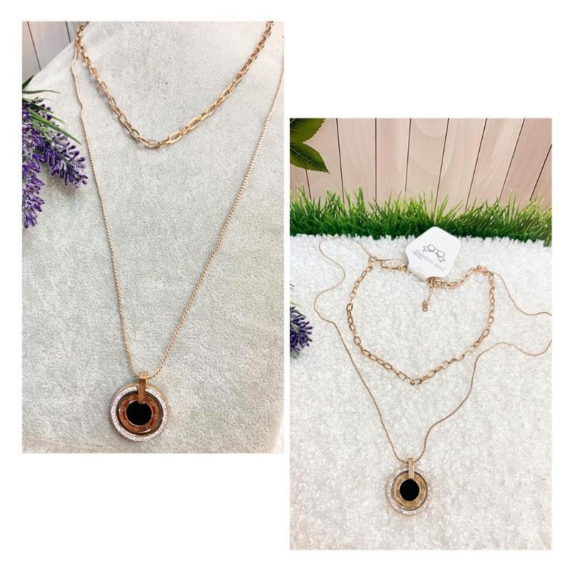 KALUNG RANTAI WANITA LIONTIN KOTAK CANTIK DAN UNIK KALUNG LAPIS EMAS IMITASI