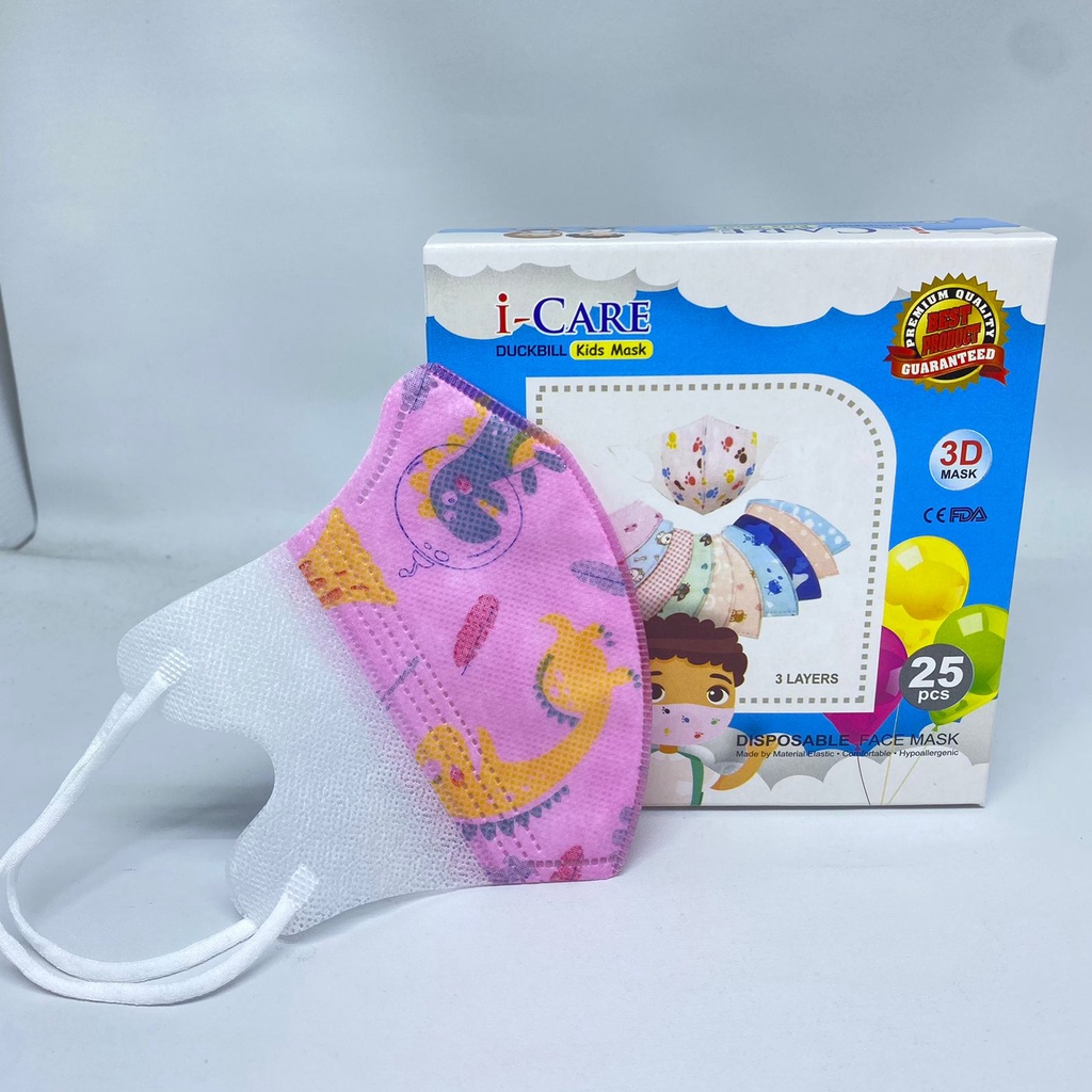 Masker Duckbill Anak 4ply Premium Quality Kemenkes 1 Box isi 25Pcs