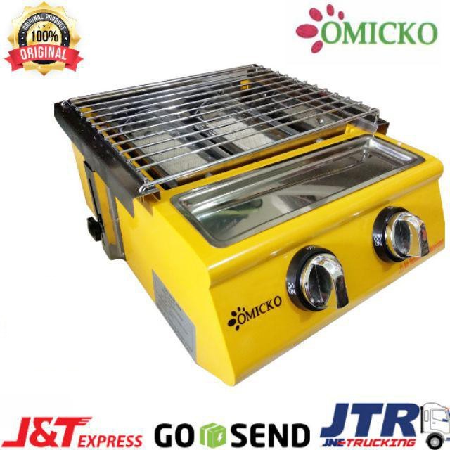 【COD】OMICKO Kompor Panggangan Sosis 2 Tungku/BBQ Grill Gas alat pemanggang daging stainles