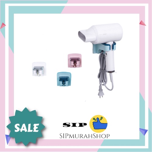 Tempat Menggantung Hair Dryer / Rak Pengering Rambut / Hair Dryer Holder Adhesive Wall Mounted Nail Free No Trace Stic / Rak Hair Dryer Holder Blower Organizer Adhesive