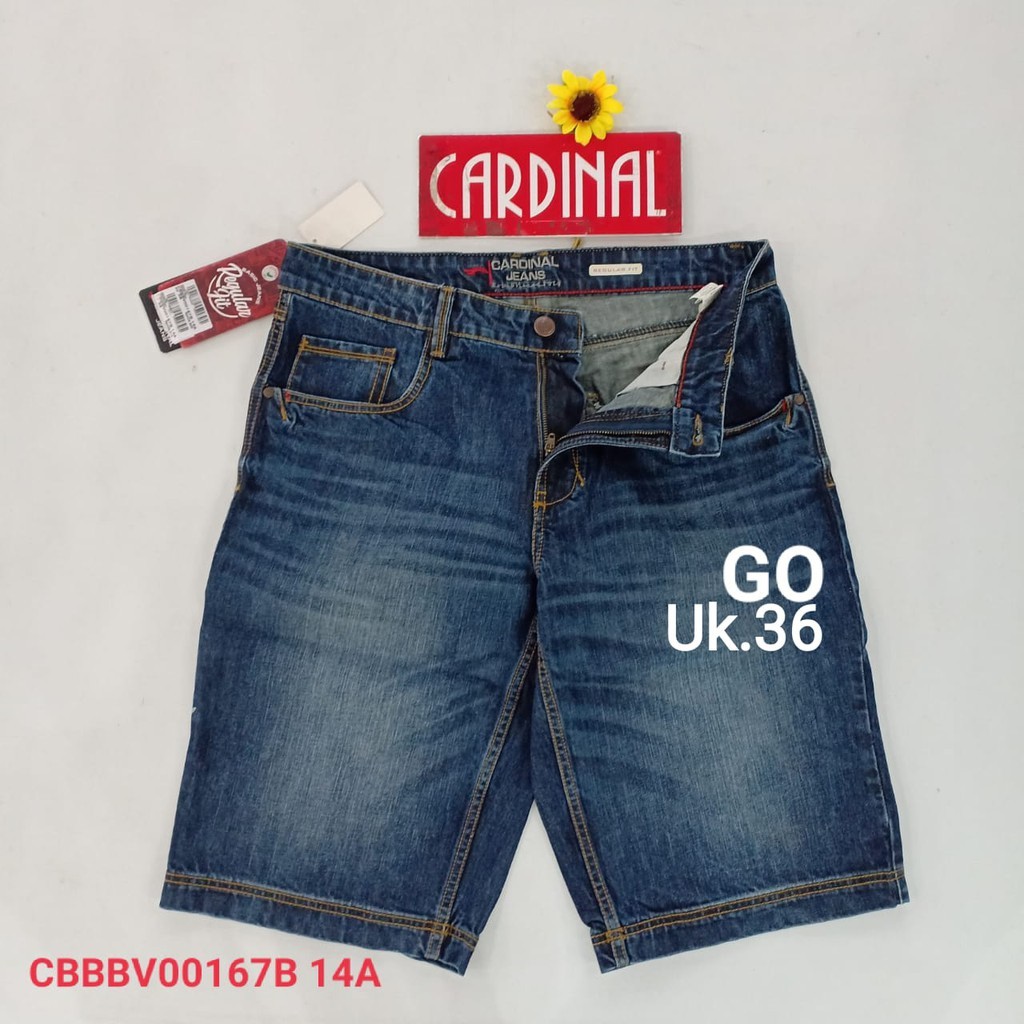 BB 36 CARDINAL CBBBV Celana Pendek Cowok Dewasa Jeans Bermuda Casual Sobek Slimfit Reguler Fit