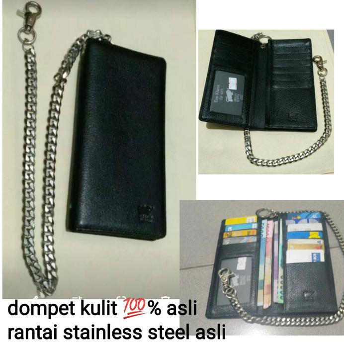 DOMPET KULIT ASLI SAPI DITAMBAH RANTAI DOMPET/DOMPET PANJANG PRIA DR19
