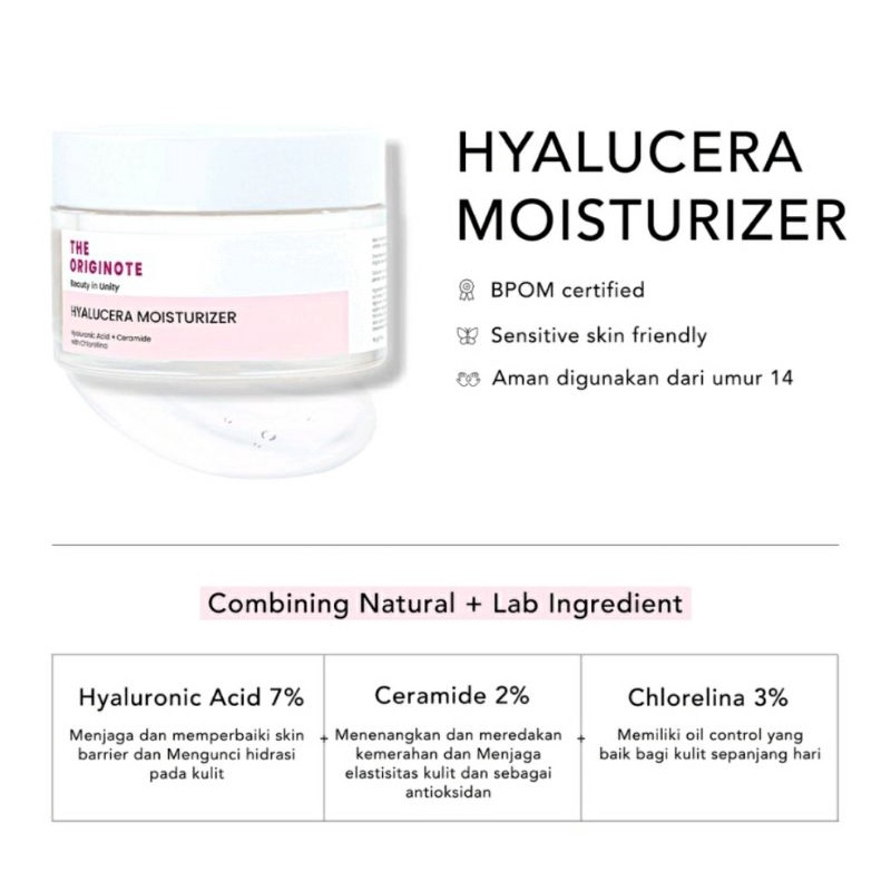 SKINCARE THE ORIGINOTE | HYALURECA MOISTURIZER HYALURONIC ACID + CERAMIDE WITH CHLORELINA