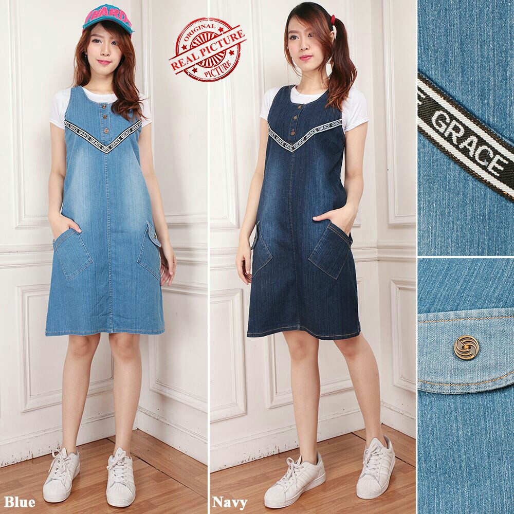 Sasha dress jeans pendek wanita bahan jeans wash fit to XL