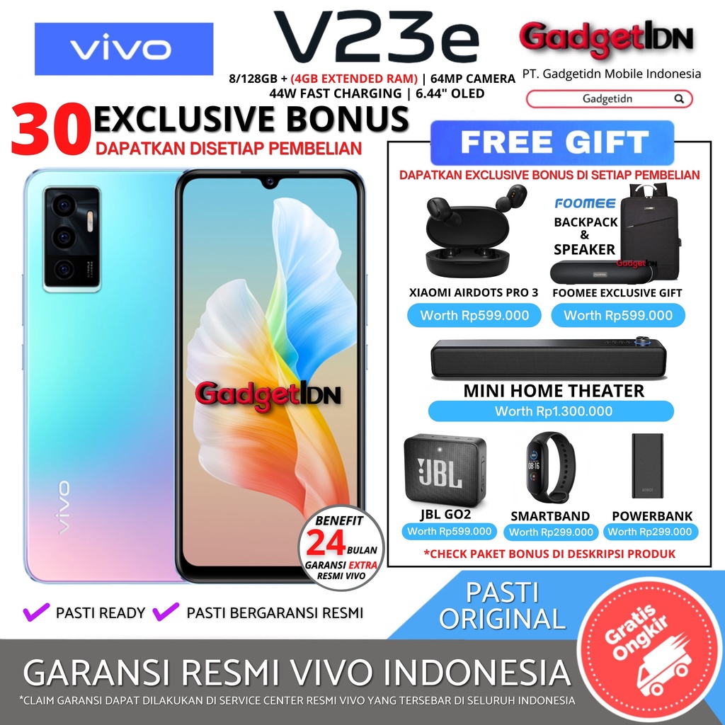 VIVO V23E V23 E 12/128GB ( 8GB RAM + 4GB EXTENDED RAM) GARANSI RESMI