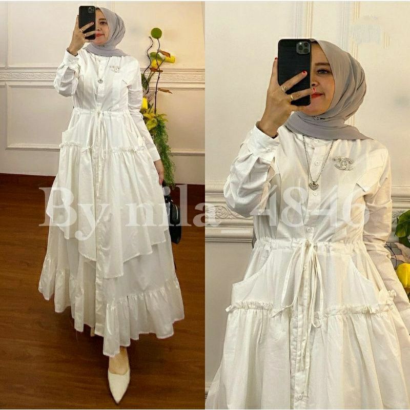 Flow Hanna Long Dress Wanita Muslim Fashion Ootd