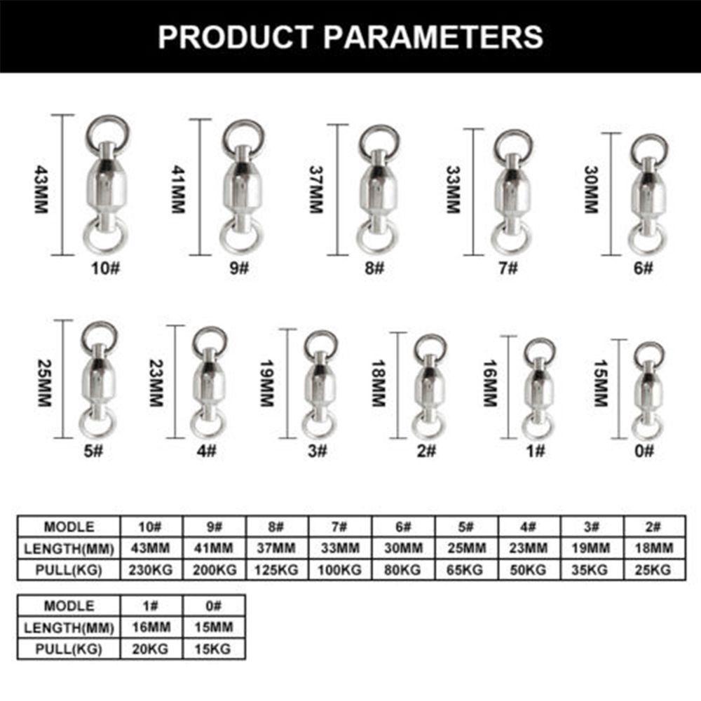 TOP 10pcs Konektor Memancing Rolling Swivel Tahan Lama Ukuran0# Kepada10# Tong Bearing High Quality