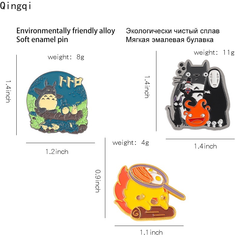 Bros Pin Enamel Desain Anime Totoro No Face Man Calcifer Untuk Anak