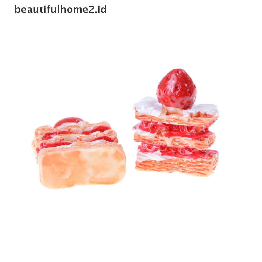 (Beautifulhome2.Id) 5pcs Miniatur Kue Krim Stroberi Untuk Dekorasi Rumah Boneka