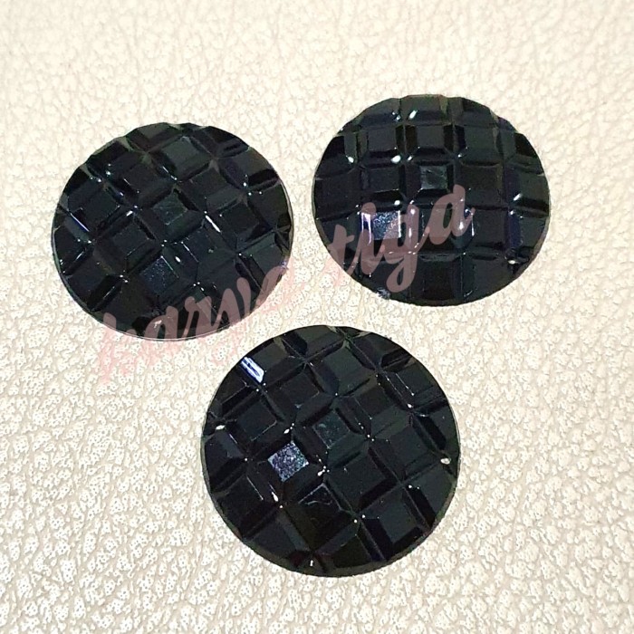 Mote Tempel / Diamond Jahit Bulat 36 mm - Hitam (per pcs)