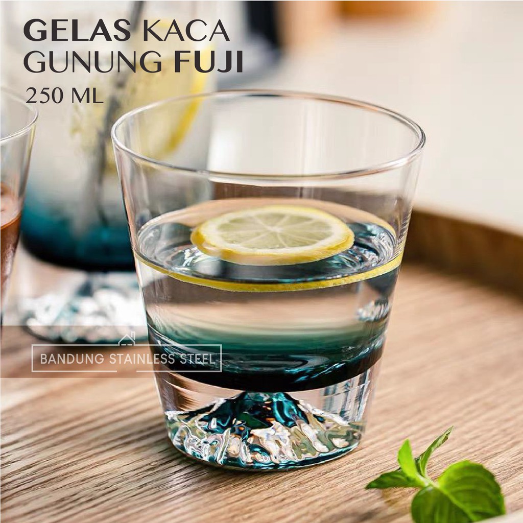 Gelas whiskey 250ml gunung fuji kristal unik cantik glass gaya jepang