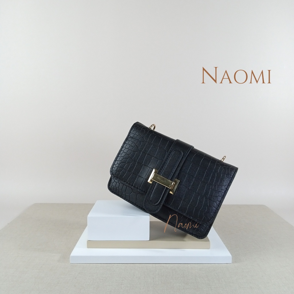 NAOMI - Gabriella Sling Bag Rantai Import Wanita - Elegant Simple Premium Shoulder Bag - Tas Selempang Kulit - Tas Wanita - Tas Naomi - Naomi Bag