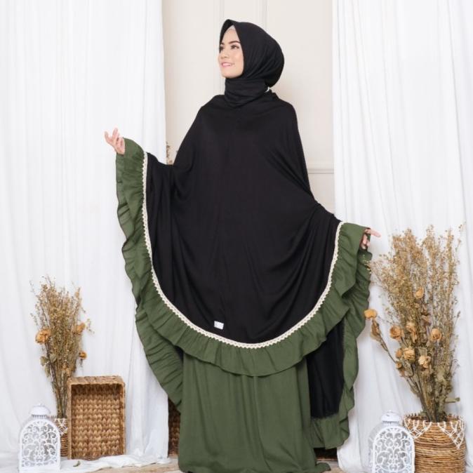 Mukena Zianisa 2in1 Najwa Army Black Allsize