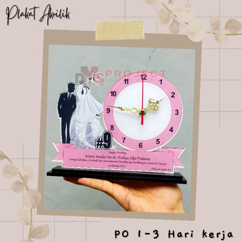 Plakat Akrilik Jam Meja Belajar Hadiah Guft Wedding Souvernir Aesthetic